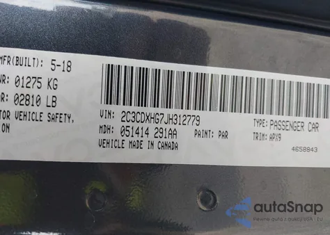 2018 Dodge Charger Sxt Plus Rwd z USA, uszkodzony, nr VIN 2C3CDXHG7JH312779